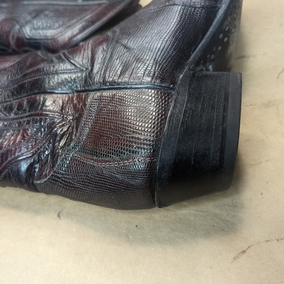 Tony Lama boots men's size 7.5D Exotic Genuine Black Cherry Teju Lizard Classic - Picture 10 of 12